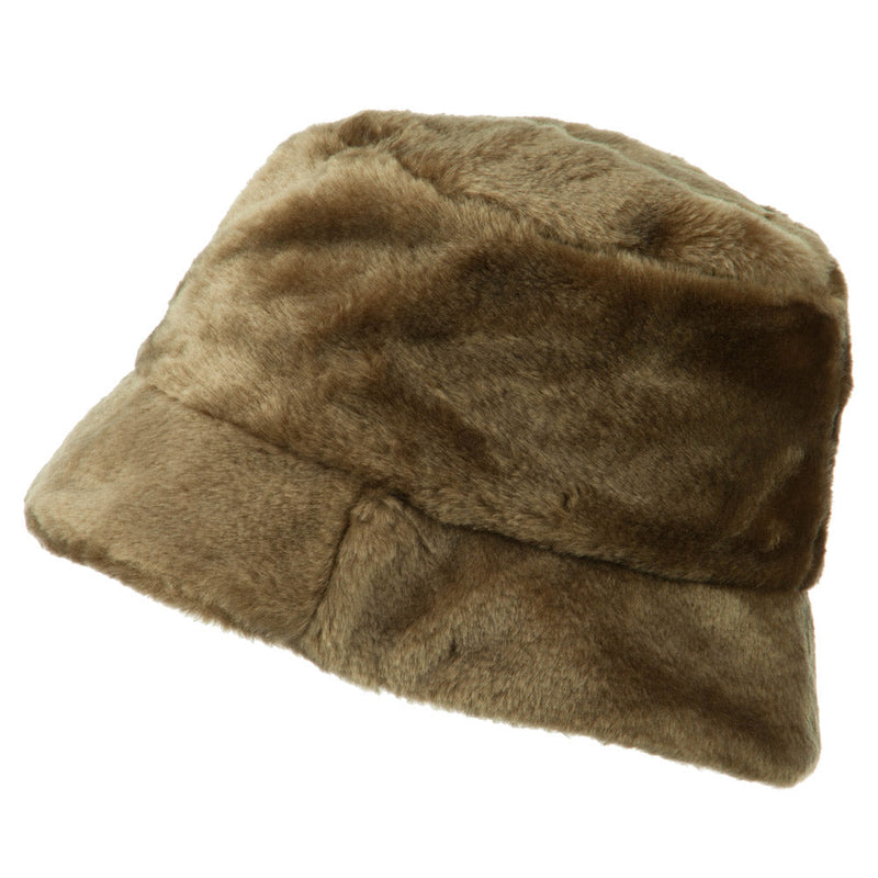 Faux Fur Large Brim Bucket Hat