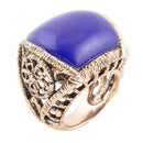 Lace Blue Agate Golden Statement Ring