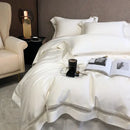 GobekUsa Eucalyptus Lyocell Luxury Bedding Set in White Champagne Grey Pink