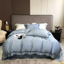 GobekUsa Eucalyptus Lyocell Luxury Bedding Set in White Champagne Grey Pink