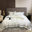 GobekUsa Eucalyptus Lyocell Luxury Bedding Set in White Champagne Grey Pink