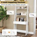 Ladder Shelf Desk with Countertop Drawer and Anti-Toppling Device-Oak