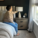 Intricate Beige Bedside Table Lamp by Decor Steals