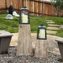 Removable Metal Lanterns with Wood Base, Set of Two by Decor Steals