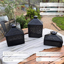 Perforated Iron Metal Lanterns, Set of Three by Decor Steals