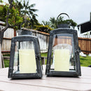 Removable Metal Lanterns with Wood Base, Set of Two by Decor Steals