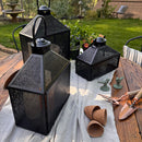 Perforated Iron Metal Lanterns, Set of Three by Decor Steals