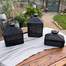 Perforated Iron Metal Lanterns, Set of Three by Decor Steals