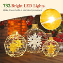 3 Pieces Pre-Lit Lantern Balls with 732 Bright LED Lights and Ground Stakes by LJGDeals