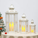 Set of 3-20''&14"&10" H Candle Lanterns (White with Gold Brush)