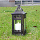 14.5"High Vintage Hanging Lantern（Black with Gold Brush）