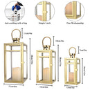 Set of 3 Stainless Steel Lantern  (12/15/19'') -Gold