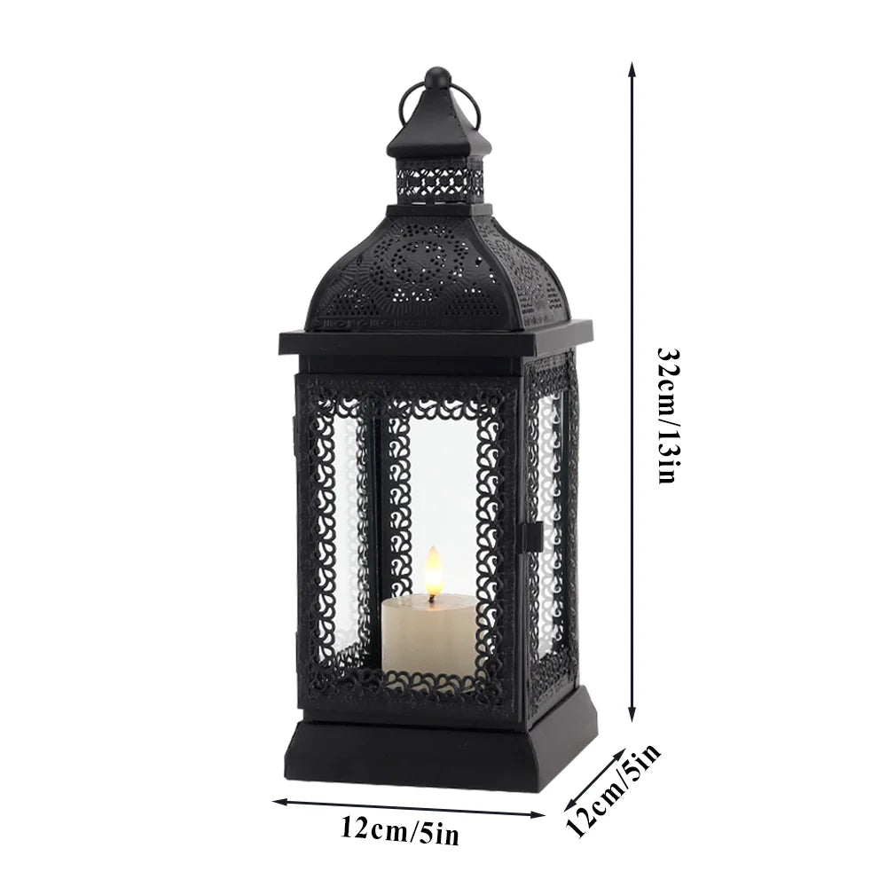 13''H Rustic Metal Candle Lantern(Black), photo 6 of 6