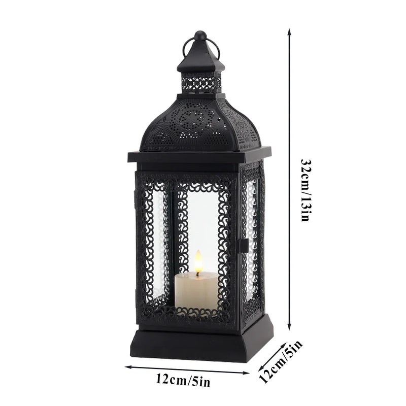 13''H Rustic Metal Candle Lantern(Black), photo 6 of 6
