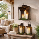 Rustic Bronze Tempered Glass Lanterns, Set of Three by Decor Steals