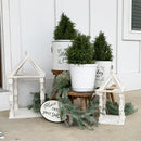 Distressed White Turned Wooden Open Lanterns, Set of Two by Decor Steals