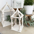 Distressed White Turned Wooden Open Lanterns, Set of Two by Decor Steals
