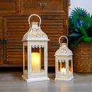 Set of 2 13''&19.5''H Candle Lanterns (Beige Gold Brush)