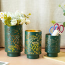 Set of 3-7.5“H Metal Green Candle Holders by JHY DESIGN