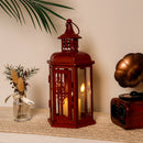 10“H Vintage Hanging Lantern(Red with Black Brush)
