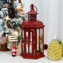 10“H Vintage Hanging Lantern(Red with Black Brush)