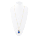 Blue Lapis Golden Elongated Pendant Necklace