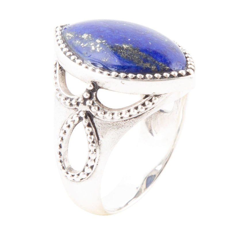 Blue Lapis and Sterling Silver Marquis Ring
