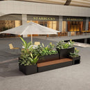 10FT Large Industrial Outdoor Flowerbox Bench With Metal Planter And Hardwood Seat [Made To Order] (SAK95620)