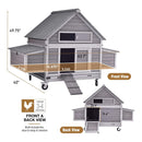 Large 63-Inch Movable Wooden Hen House With Wheels And Nesting Box (SAK50791)