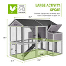 Large 76-Inch Outdoor Chicken Hen House With Sleeping Area And Run [6-10 Chickens] (SAK56431)