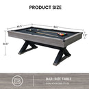 Large 84-Inch Rustic Gray Pool Table With Cues, Balls And X-Legs (SAK54361)