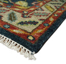 Hand Knotted Traditional Oushak Wool Area Rug with Blue Rust and Gold Design Colors by The Rug Decor