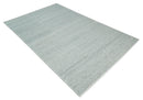 Large 8x13 Modern Contemporary Solid Silver Hand Knotted Wool Area Rug
