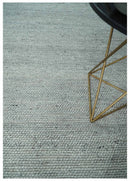 Large 8x13 Modern Contemporary Solid Silver Hand Knotted Wool Area Rug