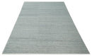 Large 8x13 Modern Contemporary Solid Silver Hand Knotted Wool Area Rug