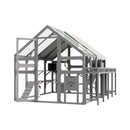 Large 94-Inch Outdoor Wooden Cat House With Planter & Walk-In Catio (SAK97531)