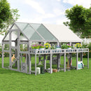 Large 94-Inch Outdoor Wooden Cat House With Planter & Walk-In Catio (SAK97531)