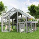 Large 94-Inch Outdoor Wooden Cat House With Planter & Walk-In Catio (SAK97531)