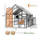 Large 94-Inch Outdoor Wooden Cat House With Planter & Walk-In Catio (SAK97531)