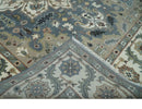 Large 9x12 Living Room Wool Rug, Hand Knotted Ivory, Charcoal and Olive Traditional Design by The Rug Decor