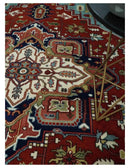 Large 9x12 Rust and Blue Hand Knotted Traditional Wool Rug by The Rug Decor