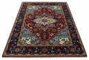 Large 9x12 Rust and Blue Hand Knotted Traditional Wool Rug by The Rug Decor