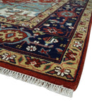 Large 9x12 Rust and Blue Hand Knotted Traditional Wool Rug by The Rug Decor