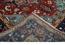 Large 9x12 Rust and Blue Hand Knotted Traditional Wool Rug by The Rug Decor