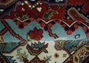 Large 9x12 Rust and Blue Hand Knotted Traditional Wool Rug by The Rug Decor