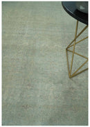 Large 9x12 Traditional Antique Style Beige and Aqua Turkish Knot Wool Rug