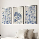 Chinoiserie Blue Flowers Watercolor Poster Decor by Wall Art Set