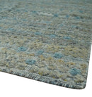 Large Blue, Beige and Gray Hand carved Texture Hand knotted 10x14 wool Area Rug by The Rug Decor