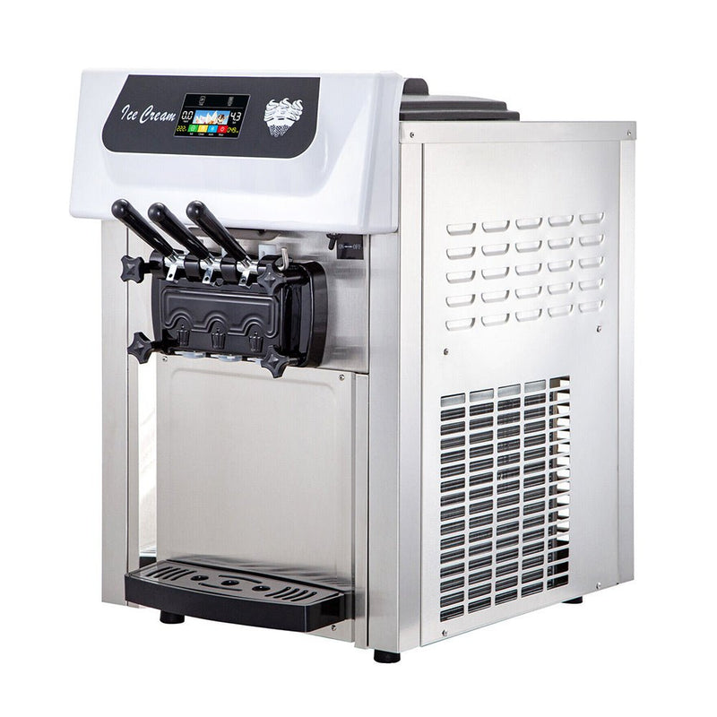 Large Double Hopper Commercial Soft Serve Ice Cream Maker Machine W/ 3 Flavors, 18-28 L/H (98371425)