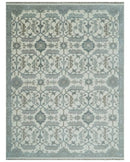 Large Hand Knotted Ivory and Silver 9x12 Oriental Oushak Traditional Wool Area Rug by The Rug Decor